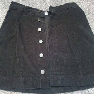 American apparel black corduroy button up skirt